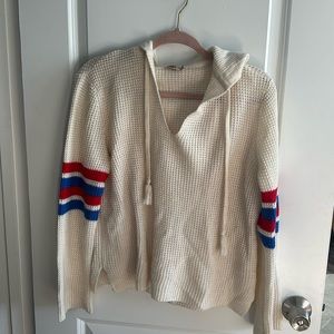 Faherty Hoodie Sweater with stripe sleeves